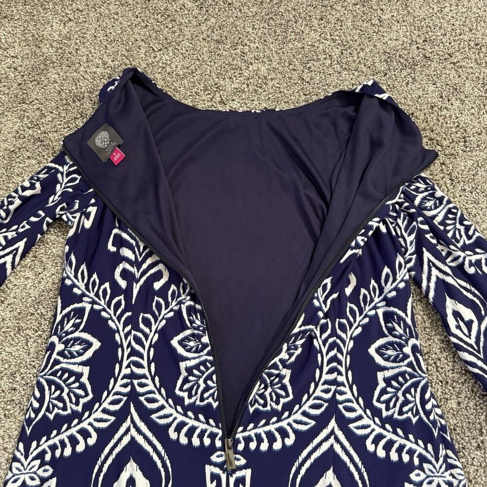 Vince Camuto Blue Neon Paisley Floral Shift Dress 3/4 Sleeve Women’s Size 8 - Picture 5 of 10